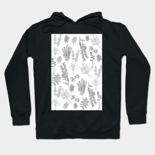 Black and White Botanical Pattern Hoodie